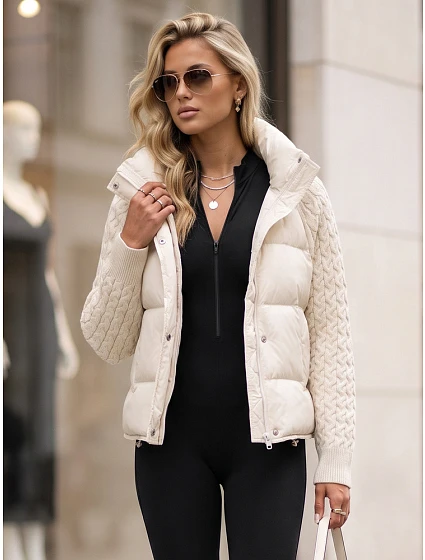 Kurtka damska pikowana puchowa z   model 22346278 - FashionStreet