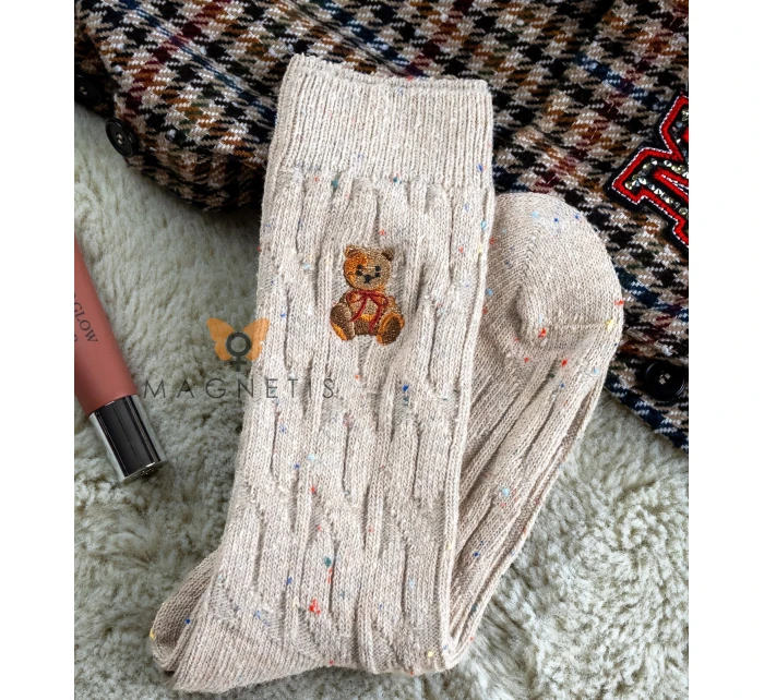 Magnetis ponožky YN5042 Medvedík melanž