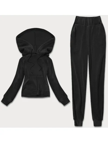 Čierny hrubší dámsky teplákový komplet s polarom (YP-1022) Čierny hrubší dámsky teplákový komplet s polarom (YP-1022)