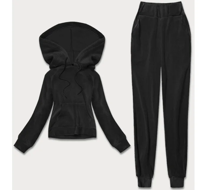 Čierny hrubší dámsky teplákový komplet s polarom (YP-1022) Čierny hrubší dámsky teplákový komplet s polarom (YP-1022)