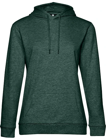 B&C #Hoodie /women Dámska mikina s kapucou 01.W04W tmavo zelená melírovaná