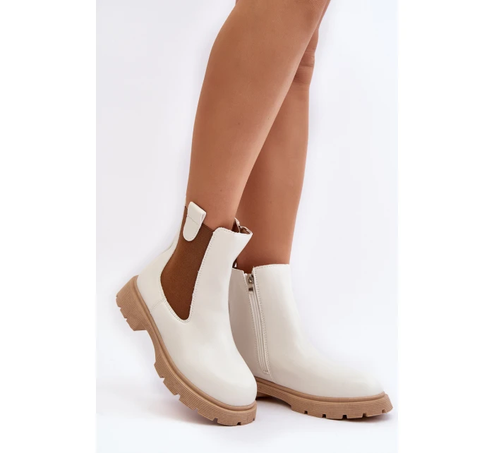 Botki Sztyblety Damskie Na Zamek Białe Ramhel