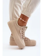 Trampki Damskie Na Platformie Lee Cooper LCW-24-31-2181 Beżowe Trampki Damskie Na Platformie Lee Cooper LCW-24-31-2181 Beżowe