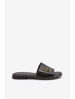 Zazoo 40384 Eleganckie Skórzane Klapki Damskie Czarne