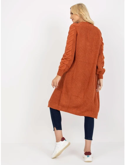Dámsky sveter LO SW LK 3001 kardigan.82P tmavo oranžový