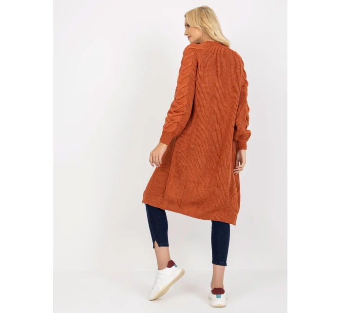 Dámsky sveter LO SW LK 3001 kardigan.82P tmavo oranžový