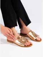 Moderné zlaté dámske ponožky na podpätku bez päty Moderné zlaté dámske ponožky na podpätku bez päty