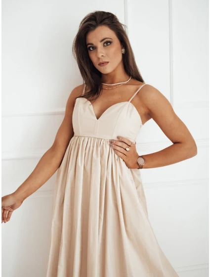 světle béžové midi šaty Dstreet model 21972627 - FashionStreet světle béžové midi šaty Dstreet model 21972627 - FashionStreet