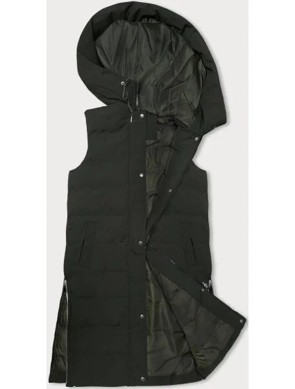 Dlhá dámska páperová vesta v army farbe (5M3157-136) Dlhá dámska páperová vesta v army farbe (5M3157-136)