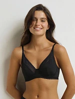 Dámska čipkovaná podprsenka s kosticami DIM DAILY MICRO FOULARD BRA - DIM - čierna