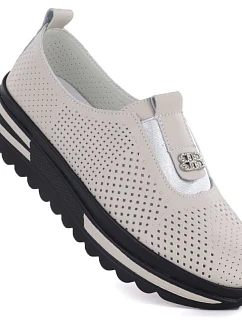 Dámske kožené topánky na platforme béžové S.Barski 7092