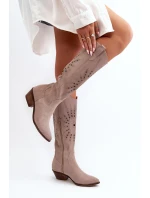 Semišové Lodičky s na Nízkém Podpatku Bežové model 21646141 - Zazoo