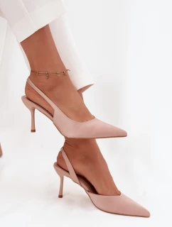 Dámske lodičky s otvoreným podpätkom Lenira - béžové