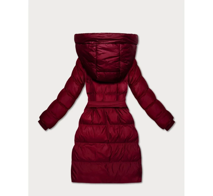 Zimná prešívaná bunda vo vínovej farbe s opaskom J Style (5M3253-1) Zimná prešívaná bunda vo vínovej farbe s opaskom J Style (5M3253-1)