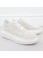 Dámské boty na platformě šněrovací bílé model 22098381 - VINCEZA