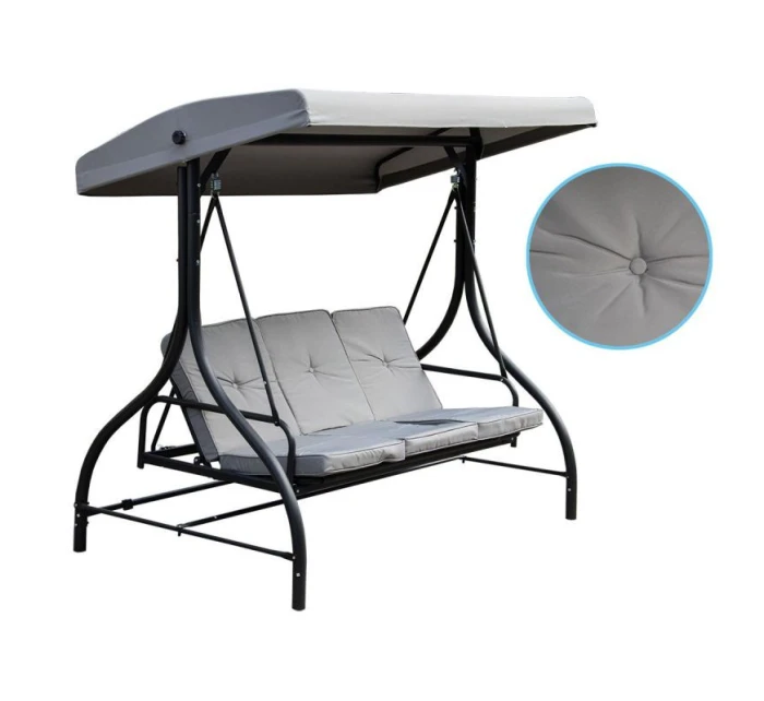 ZÁHRADNÁ A BALKÓNOVÁ HOJDAČKA NINA 3-MIESTNA SIVÁ