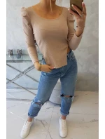 Blúzka s buffovými rukávmi tmavo béžová