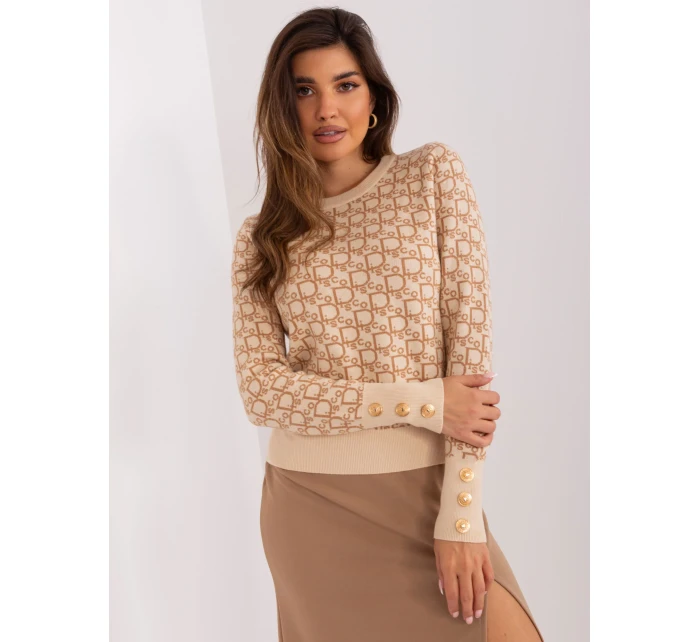 Sweter AT SW model 21798044 beżowy - FPrice Sweter AT SW model 21798044 beżowy - FPrice