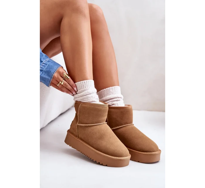 Kožené semišové tenisky s platformou nad členkom Camel Rianaella