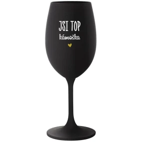 JSI TOP KÁMOŠKA - černá sklenice na víno 350 ml