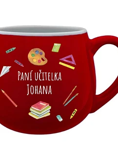 Personalizovaný keramický bacuľatý hrnček pre pani učiteľku/pána učiteľa (učebné pomôcky)