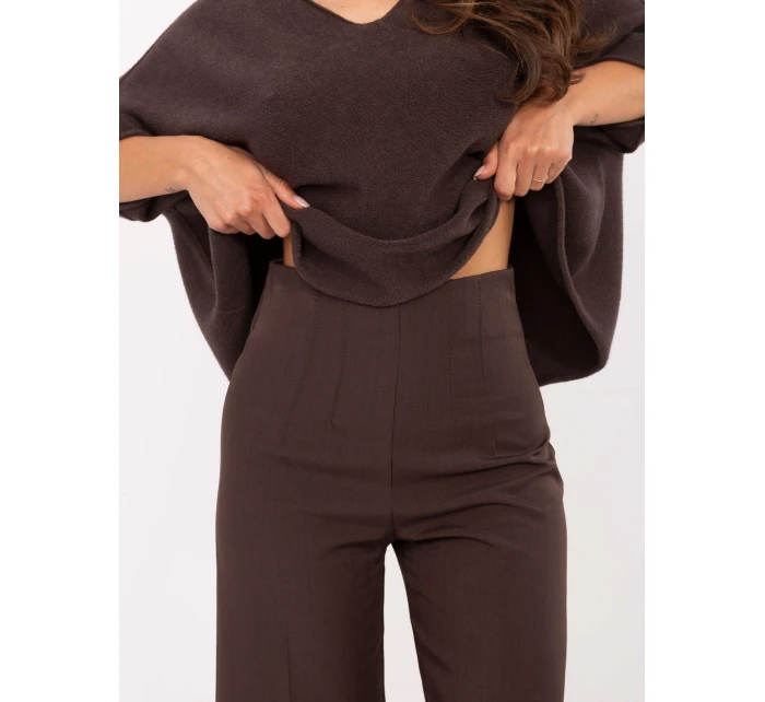 Dámské kalhoty IT SP model 21407076 Tmavě hnědá Rue Paris - FPrice Dámské kalhoty IT SP model 21407076 Tmavě hnědá Rue Paris - FPrice