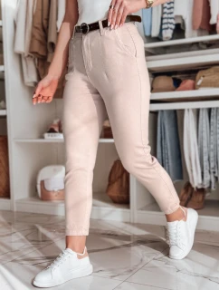 Dámske nohavice slim fit s opaskom TAIRONIK ružová FashionStreet UY2548