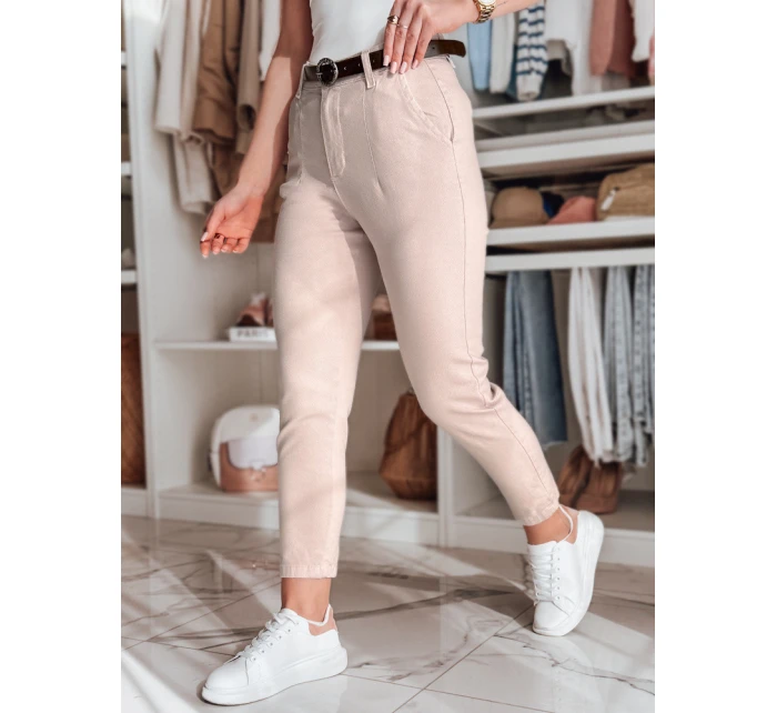 Dámské kalhoty slim fit s páskem růžové Dstreet model 21986253 - FashionStreet