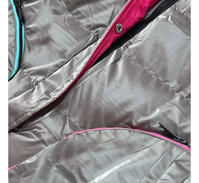 Dámska zimná bunda s farebnými vložkami sivá (CAN-594)