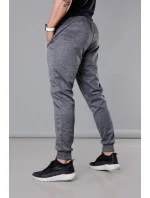 Pánské teplákové kalhoty v grafitové barvě se stahovacími lemy model 18345029 - J.STYLE
