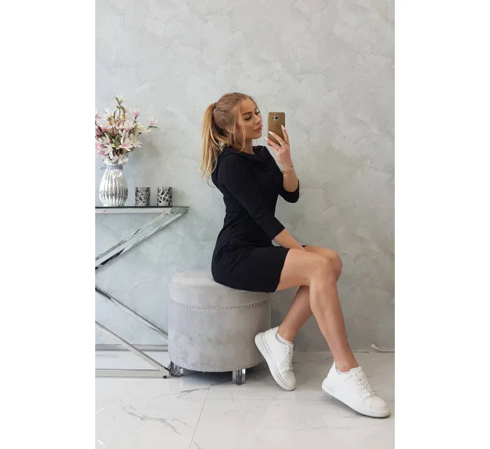 Šaty s kapucňou a vreckami čierne Šaty s kapucňou a vreckami čierne