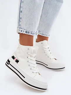 Dámské vysoké tenisky na platformě bílé Liline