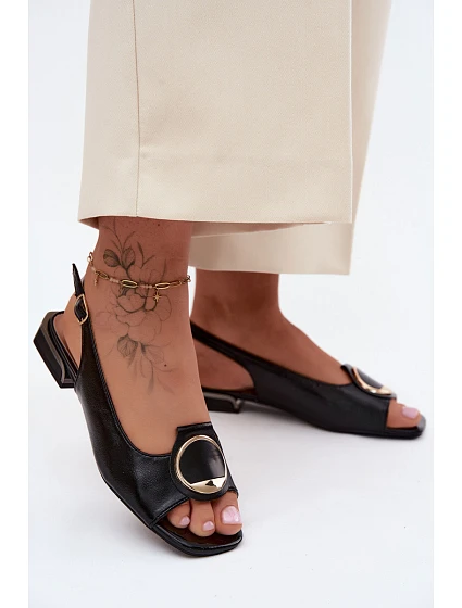 Dámské sandály na nízkém podpatku s ozdobou Černé Glima