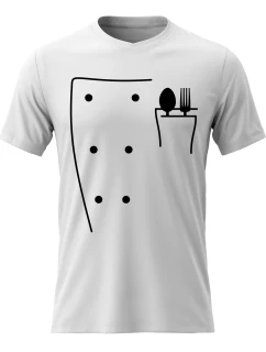 Pánské bavlněné tričko s potiskem - KUCHAŘ - bílé