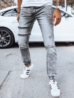 Pánske džínsové nohavice jogger šedé FashionStreet UX4039