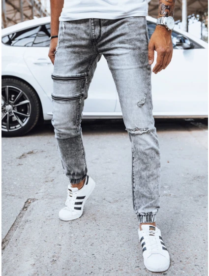 Pánske džínsové nohavice jogger šedé FashionStreet UX4039 Pánske džínsové nohavice jogger šedé FashionStreet UX4039