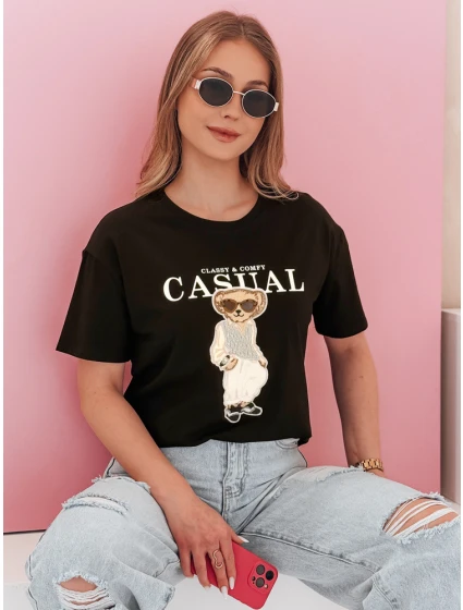 Dámské tričko s medvídkem černé Dstreet model 21988866 - FashionStreet Dámské tričko s medvídkem černé Dstreet model 21988866 - FashionStreet