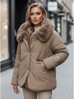 LUNAVI dámska prešívaná zimná bunda s kožušinou light beige FashionStreet TY4665z