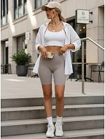Dámske cyklistické šortky s vysokým pásom šedé FashionStreet SY0584 Dámske cyklistické šortky s vysokým pásom šedé FashionStreet SY0584
