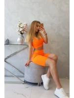 Sada s kalhotami s vysokým pasem oranžová neonová