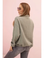 Dámske mušelínové tričko s dlhým rukávom khaki