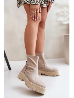 Zazoo 2947 Wsuwane Botki Damskie Ze Skóry Naturalnej Beżowe