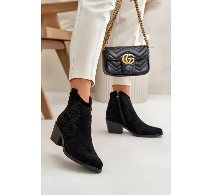 Acorn členkové topánky Kovbojské topánky na zips Eco Suede Black S.Barski