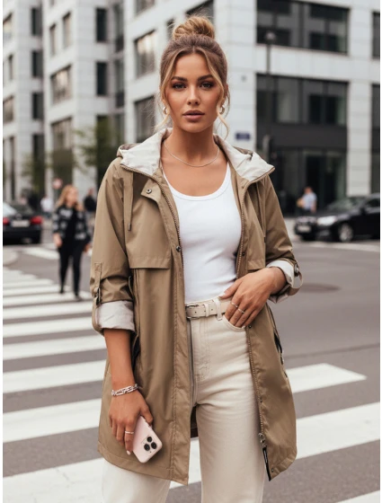 Dámská přechodná bunda parka tmavě béžová Dstreet model 21975196 - FashionStreet