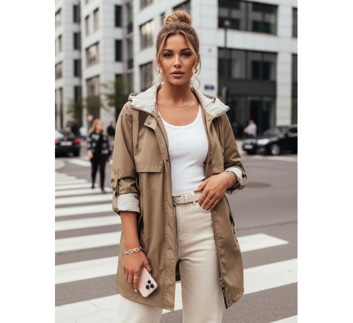 Dámská přechodná bunda parka tmavě béžová Dstreet model 21975196 - FashionStreet
