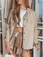 Dámské oversize košilové sako béžové Dstreet model 21987115 - FashionStreet Dámské oversize košilové sako béžové Dstreet model 21987115 - FashionStreet
