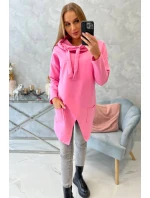 Oversize tunika s obálkou vpredu svetlo ružová