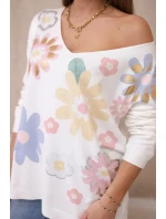 Svetrová halenka s barevnými květy model 19482514 - K-Fashion Svetrová halenka s barevnými květy model 19482514 - K-Fashion