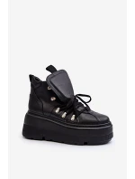 Zazoo 3416 Skórzane Damskie Buty Sportowe Czarne