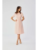 model 19647361 Šaty se záhyby na bocích pudrové - STYLOVE